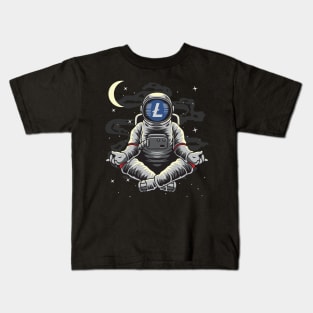 Astronaut Yoga Litecoin Lite Coin LTC To The Moon Crypto Token Cryptocurrency Wallet Birthday Gift For Men Women Kids Kids T-Shirt